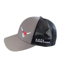 Load image into Gallery viewer, 7K Roping Cap #1  - Offset Logo Gray with Black Mesh