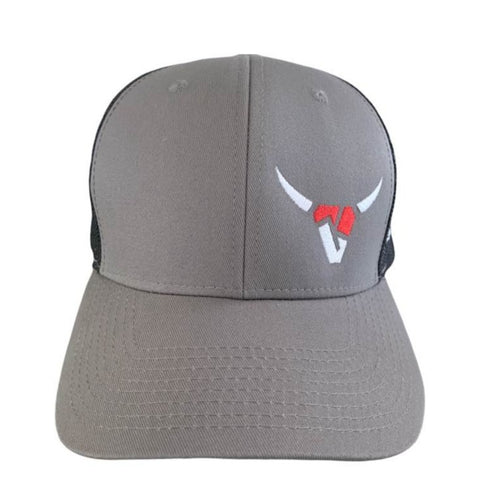7K Roping Cap #1  - Offset Logo Gray with Black Mesh