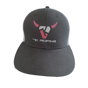 7K Roping Logo Cap #2  - Gray with Pink logo / White Mesh