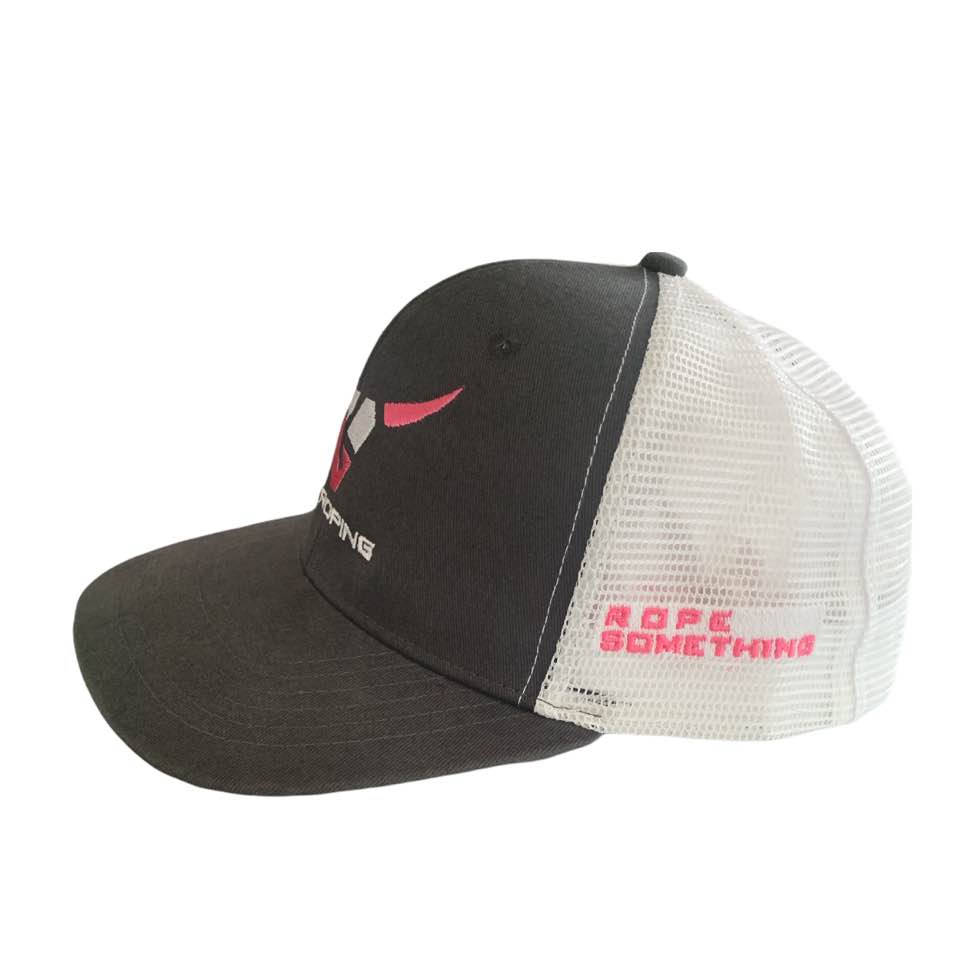 7K Roping Logo Cap #2 - Gray with Pink logo / White Mesh