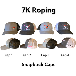 7K Roping Logo Cap #2  - Gray with Pink logo / White Mesh